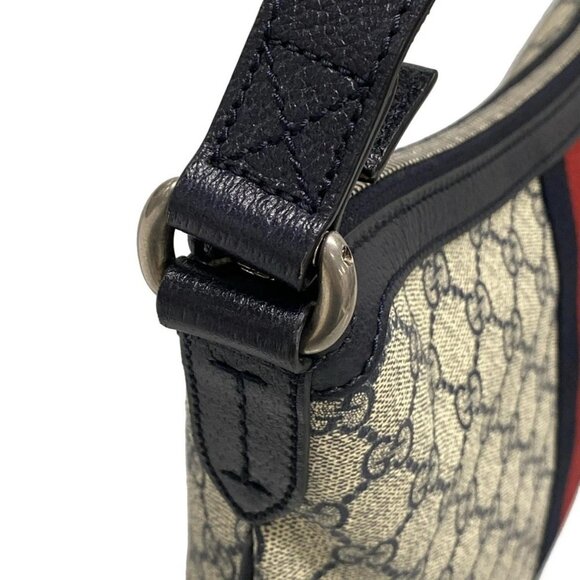 Auth GUCCI Ophidia GG Small Shoulder Bag 598125 Cream Dark Navy Red PVC - Picture 10 of 16